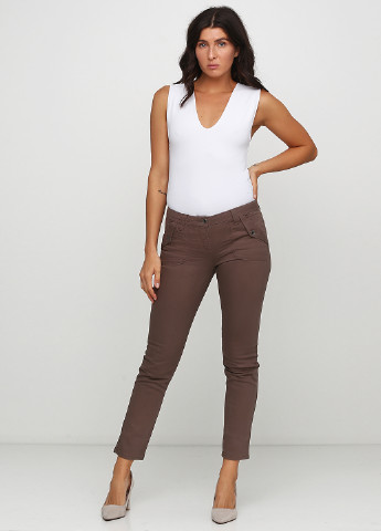 Светло-коричневые кэжуал демисезонные прямые брюки Sisley