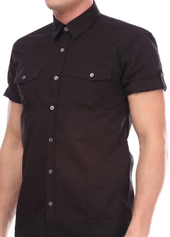 Черная кэжуал рубашка однотонная Selected с коротким рукавом