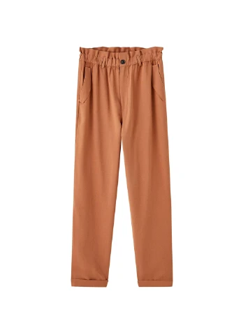 Терракотовые кэжуал демисезонные укороченные, каррот брюки Pull & Bear