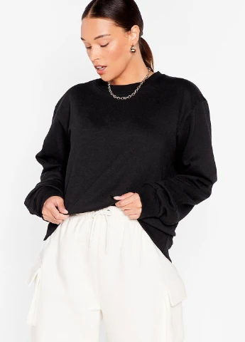 Чорний світшоти Nasty Gal однотонний без декору (237848768)