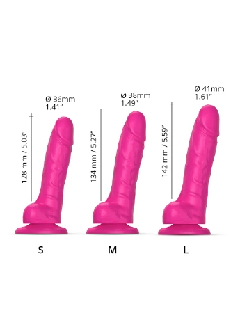 Реалістичний фалоімітатор Sliding Skin Realistic Dildo Fuchsia - M, рухливий ефект Strap-On-Me (254152155)