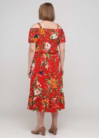 Красное кэжуал платье клеш Avon с цветочным принтом