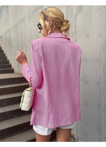 Розовый женский блейзер женский с накладными карманами glamor Berni Fashion однотонный - демисезонный