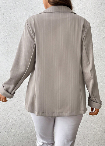 Светло-серый женский жакет SHEIN полосатый - демисезонный