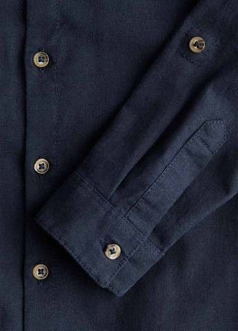 Темно-синяя кэжуал рубашка однотонная H&M