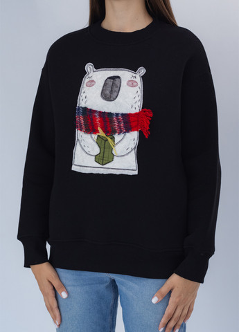 Черный свитшот Nora Kvittin однотонный нашивки, вышивка (301079930)