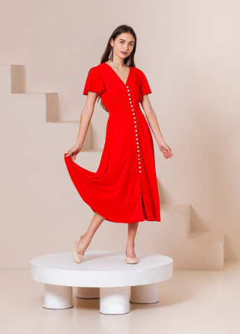 Красное вечернее платье а-силуэт STNINA однотонное