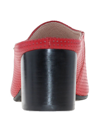 Красные мюли SEAVO TOP с перфорацией, с металлическими вставками на среднем каблуке