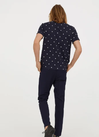 Темно-синяя хлопковая футболка H&M