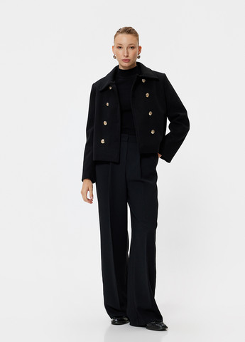 Черное Кэжуал полупальто двубортное KOTON однотонное