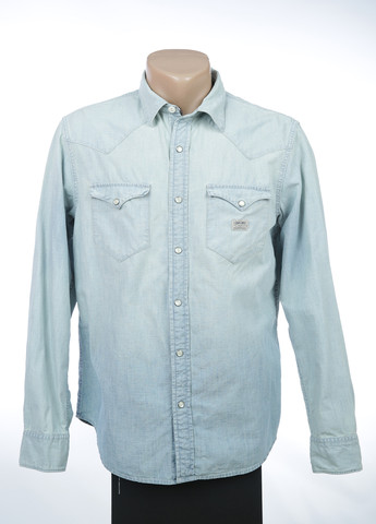 Голубой джинсовая рубашка однотонная Ralph Lauren