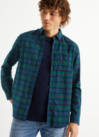 Зеленая кэжуал рубашка в клетку C&A