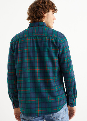 Зеленая кэжуал рубашка в клетку C&A