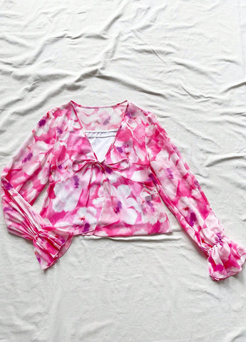 Розовая блуза с баской SHEIN