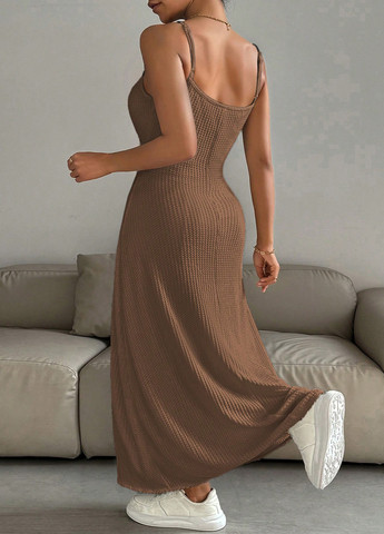 Коричнева кежуал сукня кльош SHEIN однотонна