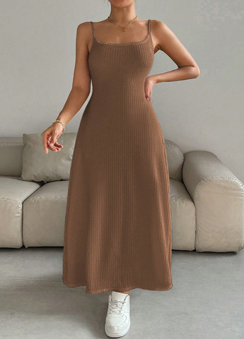 Коричнева кежуал сукня кльош SHEIN однотонна