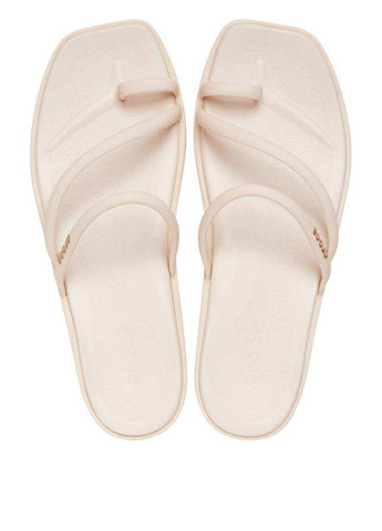 Бежевые спортивные, кэжуал вьетнамки Crocs с логотипом