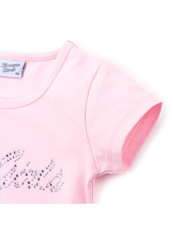 Розовая демисезонная футболка детская с кружевом (9001-98g-pink) Breeze