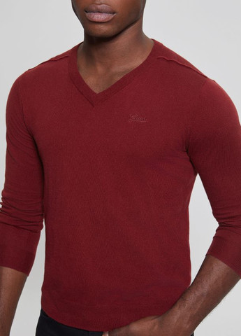 Бордовый демисезонный пуловер пуловер Guess