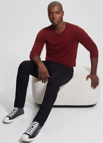 Бордовый демисезонный пуловер пуловер Guess