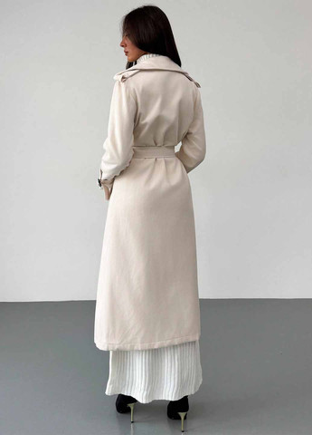 Кремовое демисезонное Пальто двубортное SHEIN
