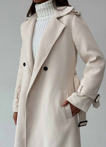 Кремовое демисезонное Пальто двубортное SHEIN