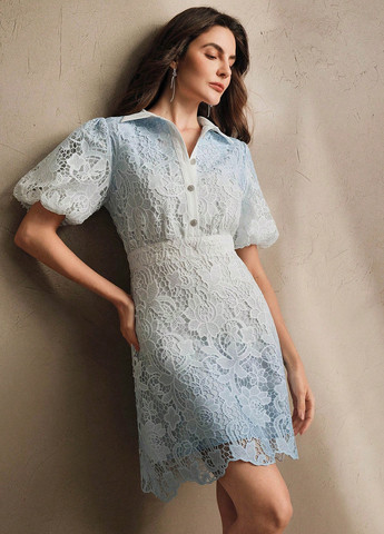 Блакитна святковий, кежуал сукня а-силует SHEIN однотонна