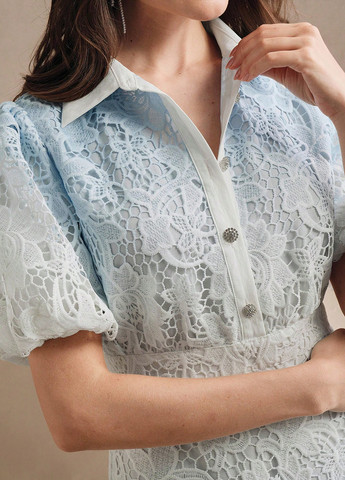 Блакитна святковий, кежуал сукня а-силует SHEIN однотонна