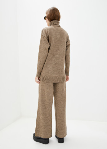 Костюм (свитер, брюки) Sewel брючный меланж темно-бежевый кэжуал шерсть, акрил