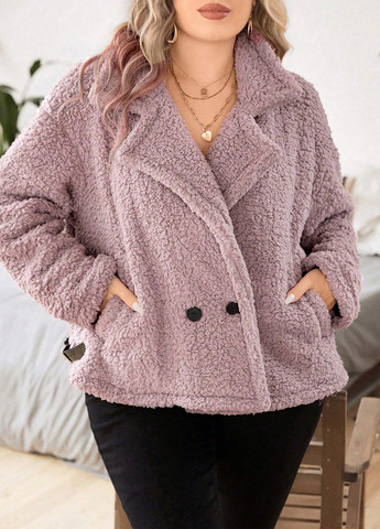 Лілове Кежуал напівпальто двобортне SHEIN однотонне