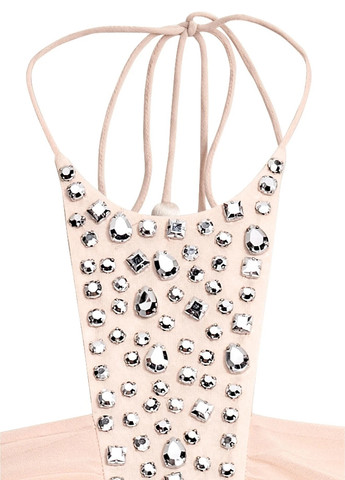 Пудровое кэжуал платье с открытыми плечами H&M однотонное