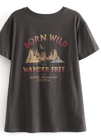 Сіра літня футболка жіноча born wild Berni Fashion WF-6216