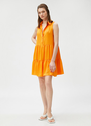 Светло-оранжевое кэжуал платье а-силуэт KOTON однотонное