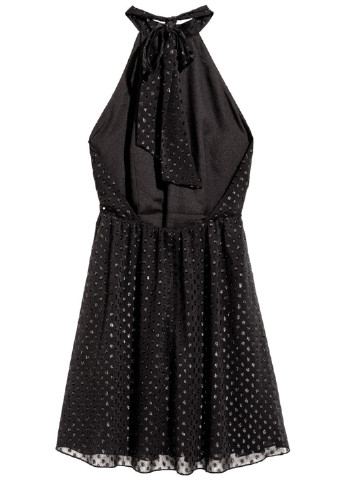 Черное коктейльное платье с открытой спиной, в стиле ампир H&M однотонное