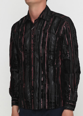 Черная кэжуал рубашка в полоску ANG с длинным рукавом