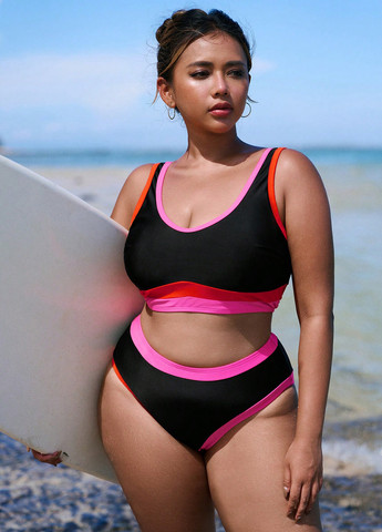 Черный демисезонный купальник (лиф, трусики) топ, раздельный SHEIN