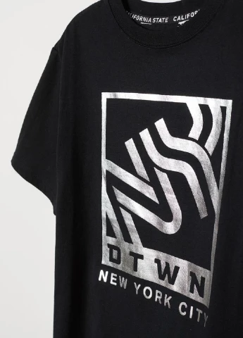 Черная летняя футболка H&M