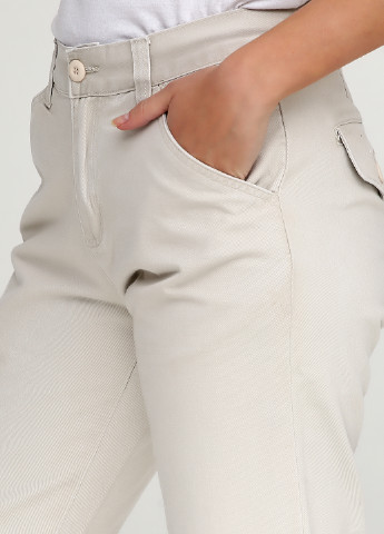Светло-бежевые кэжуал демисезонные прямые брюки Poco Loco