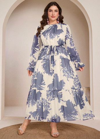 Комбінована святковий, кежуал сукня кльош SHEIN з абстрактним візерунком