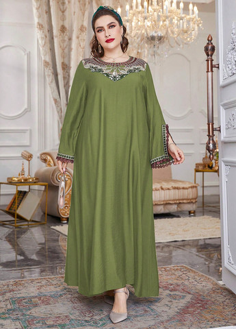 Оливкова (хакі) кежуал сукня оверсайз SHEIN однотонна