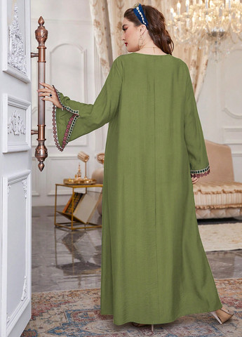 Оливкова (хакі) кежуал сукня оверсайз SHEIN однотонна