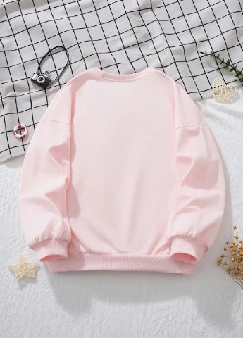 SHEIN свитшот рисунок светло-розовый кэжуал хлопок