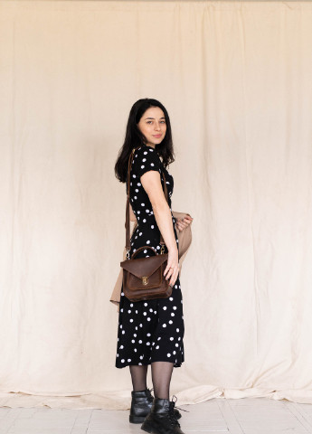 Женская деловая миниатюрная сумка ручной работы из винтажной натуральной кожи коричневого цвета Boorbon (253342371)