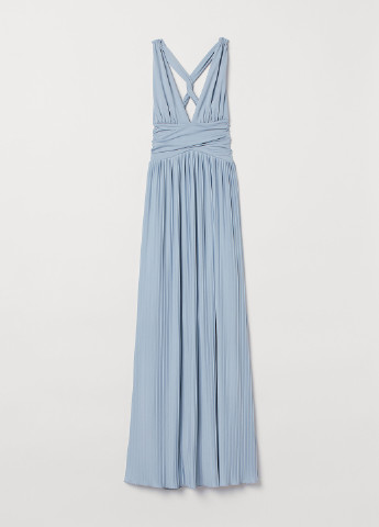 Голубое вечернее платье клеш H&M однотонное