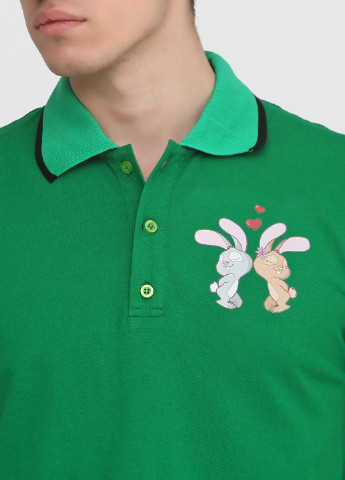 Зеленая футболка-поло для мужчин Tryapos с рисунком
