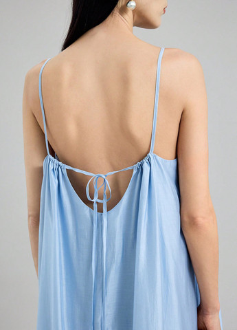 Блакитна кежуал сукня а-силует, з відкритою спиною SHEIN однотонна