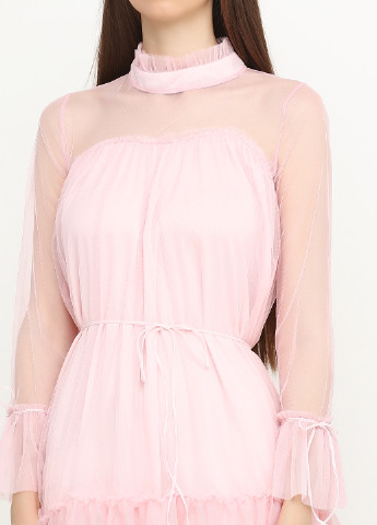 Розовое коктейльное платье No Brand однотонное