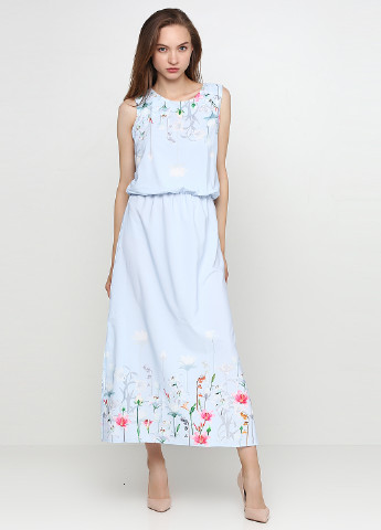 Светло-голубое кэжуал платье Vergans с цветочным принтом