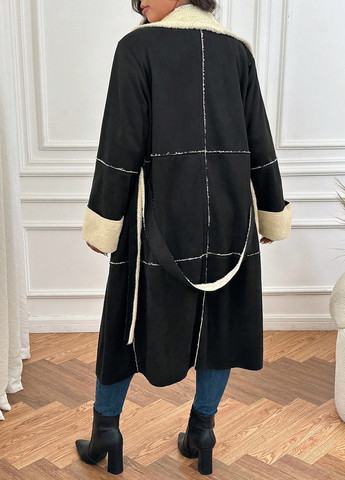 Чорно-білий демісезонне Пальто однобортне SHEIN