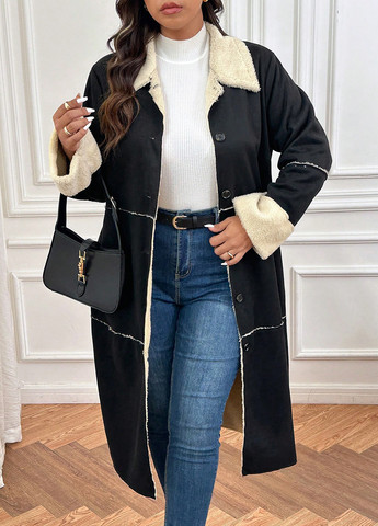 Чорно-білий демісезонне Пальто однобортне SHEIN